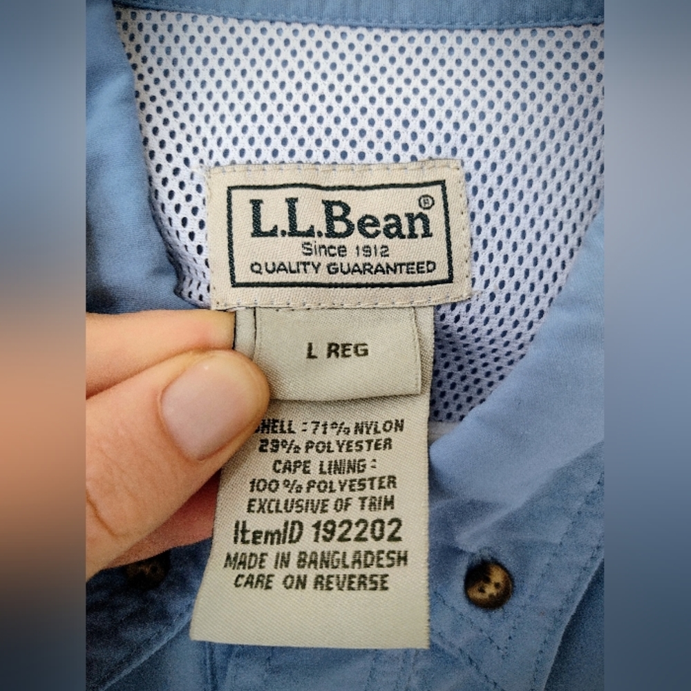 L.L. Bean M's Large Blue Tropicwear LS Sun Shirt Old Version Pre-2020, Brand New - Picture 10 of 12